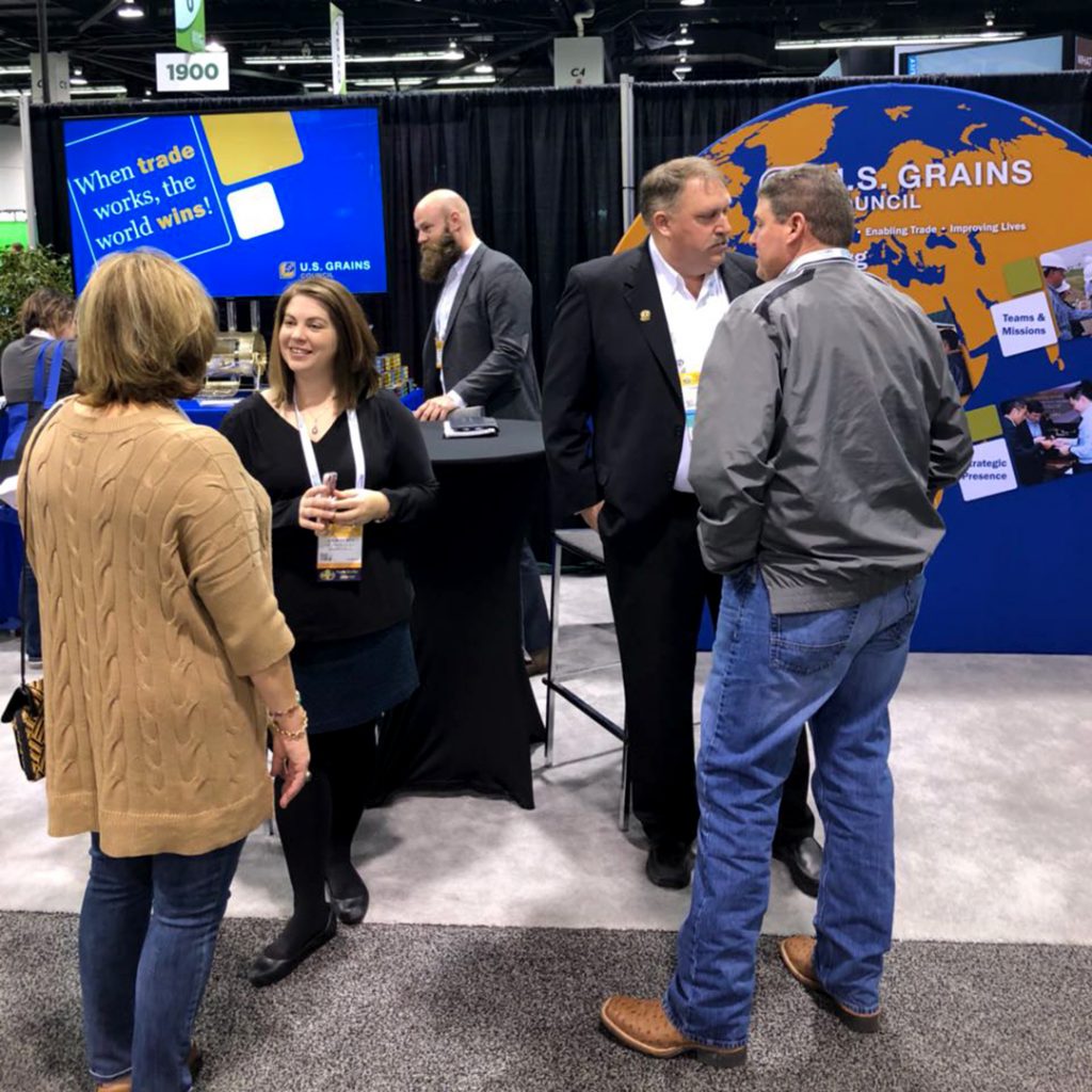 People gathered at the USGBC booth at Commodity Classic
